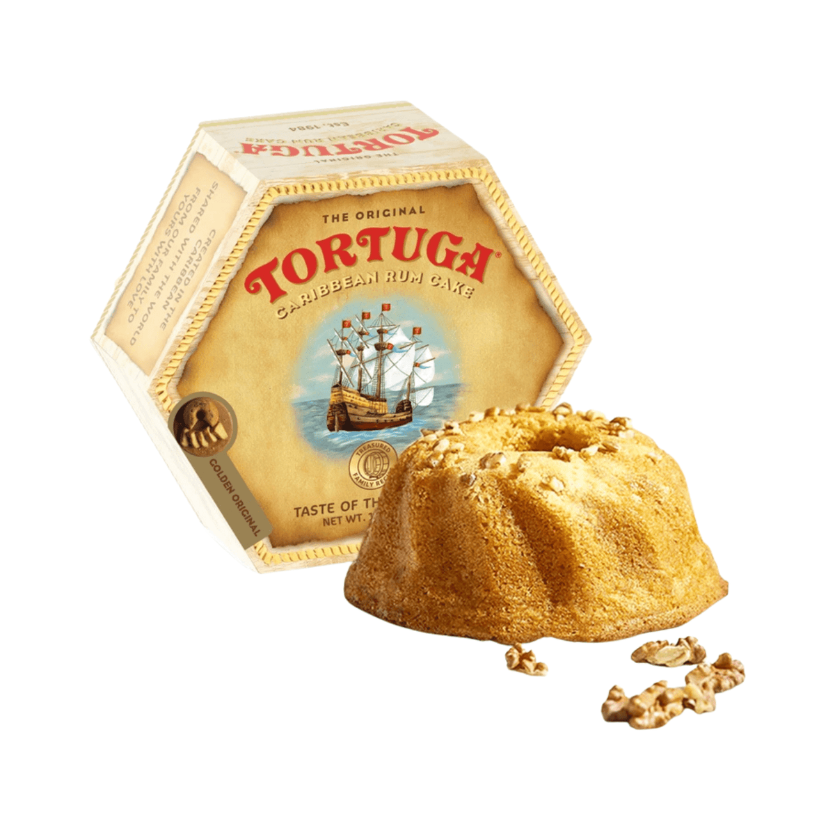 Tortuga Golden Original Rum Cake with Walnuts, 4oz for delivery in Nassau, Bahamas from Total Booze